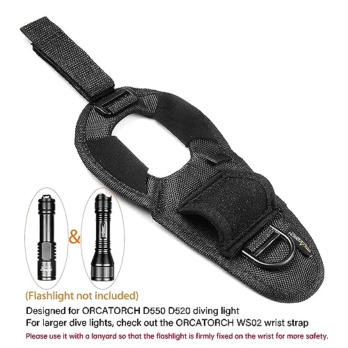 ORCATORCH WS01 Diving Flashlight Glove Hands-Free Flashlight Holder Universal Adjustable Wrist Strap Scuba Dive Lights Accessories (Not Included Flashlight) (Regular Size)