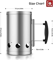 Vista 5 de Parrilla de carbón de 18 pulgadas + barbacoa de carbón para chimenea de 11 x 7 pulgadas, resistente para parrillas de carbón