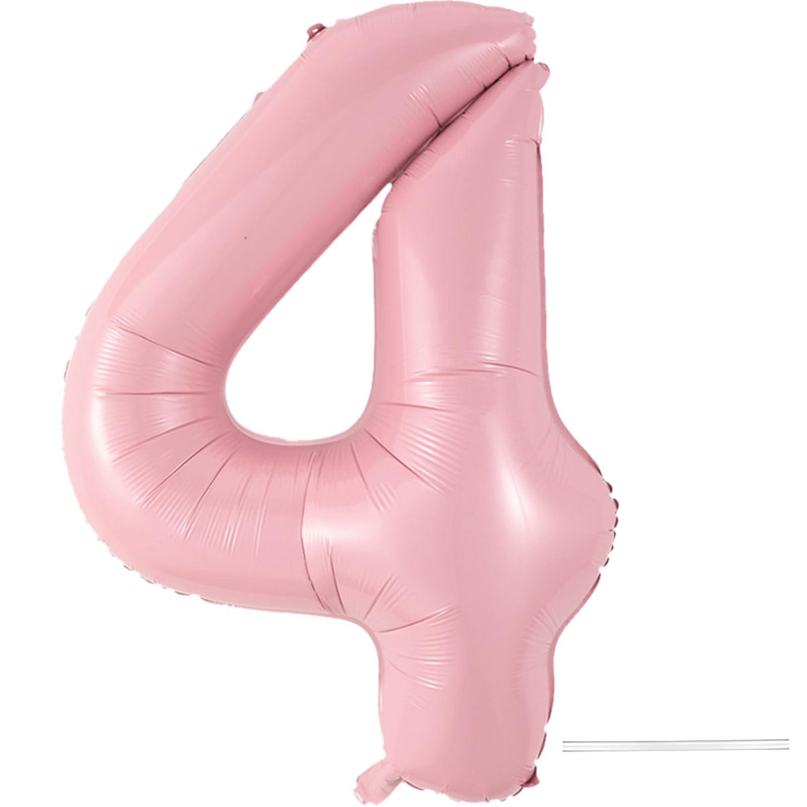 Light Pink 4 Balloon, 40 Inch Large Pastel Pink Foil Helium Number Balloons 0-9 for Girls Women, Jumbo Giant Self Inflating Mylar Pearl Number 4