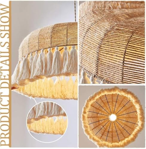 Suspension en rotin Boho vintage 15.8" pour illuminer un îlot de cuisine