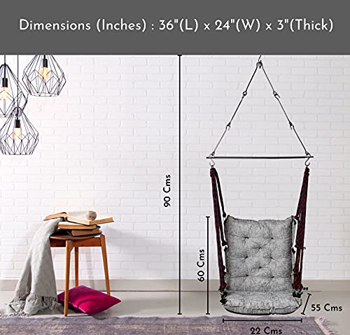 Image of Swingzy Make In India, Soft Leather Velvet Hanging Cotton Swing Chair, Jhula For Adults, Swing For Indoor /Outdoor,Home, Balcony & Garden,200 Kgs Weight Capacity(Marble White,Free Hanging Accessories)