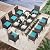 Kullavik 10-Piece Outdoor Dining Set Patio Rattan Furniture Set,Patio Dining Table and Chairs Set with 8 Chairs and Cushions,Square Glass Tabletop with Umbrella Hole for Patio,Backyard,Garden,Blue