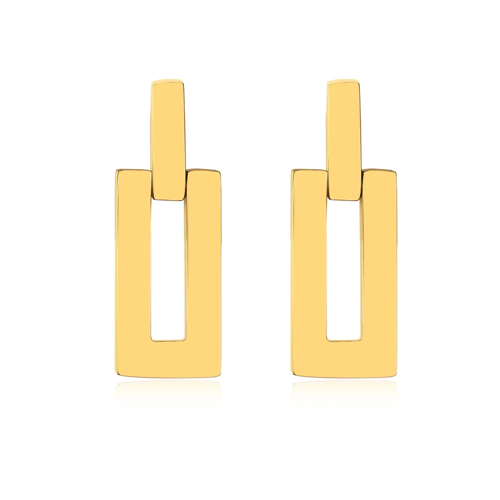 Boucles d'oreilles rectangulaires pendantes légères pour lobes sensibles sans douleur