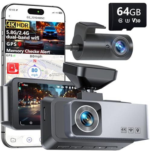 Gleetour Dash Cam Front and Rear, 4K Full HD 2 channel Dash