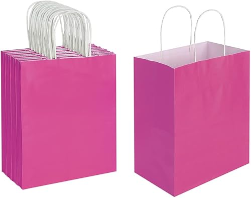 Miniatura 3 de Oikss Cada paquete de 50 bolsas de regalo de papel kraft de color azul y fucsia medianas con asas a granel