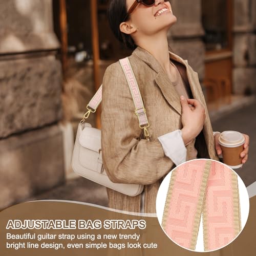 Image of PATIKIL Purse Strap, Adjustable Crossbody Bag Straps Wide Shoulder Strap Universal Replacement Shoulder Bag Belt for Women's Handbags Canvas Satchels Bag Backpack, Pink