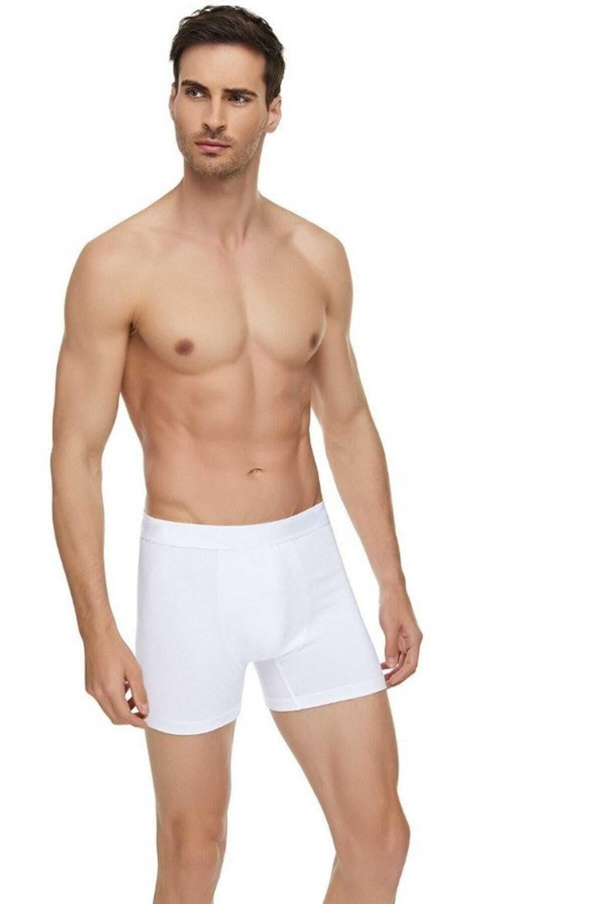 Tutku Elit Men's White Boxer Shorts, Cotton Modal Blend Underwear, Soft Elastane Waistband, Double Layered Pouch, (Uk, Alpha, M, Regular, Regular, )