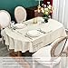 NEWISHER Farmhouse Oval Hemstitch Border Tablecloth Neutral Faux Linen Table Cloth Rustic Table Cover for Dining Kitchen Party Holiday Home (Beige, 52x70 Inch)
