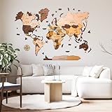 El mapa está formado por paneles de madera cortados con láser de precisión y pegados a mano, con una calidad excepcional y efecto 3D. El mapa se compone de grandes paneles de madera pegados a mano para lograr un efecto 3D visualmente atractivo. Los continentes encajan perfectamente y ofrecen un aspecto impresionante.