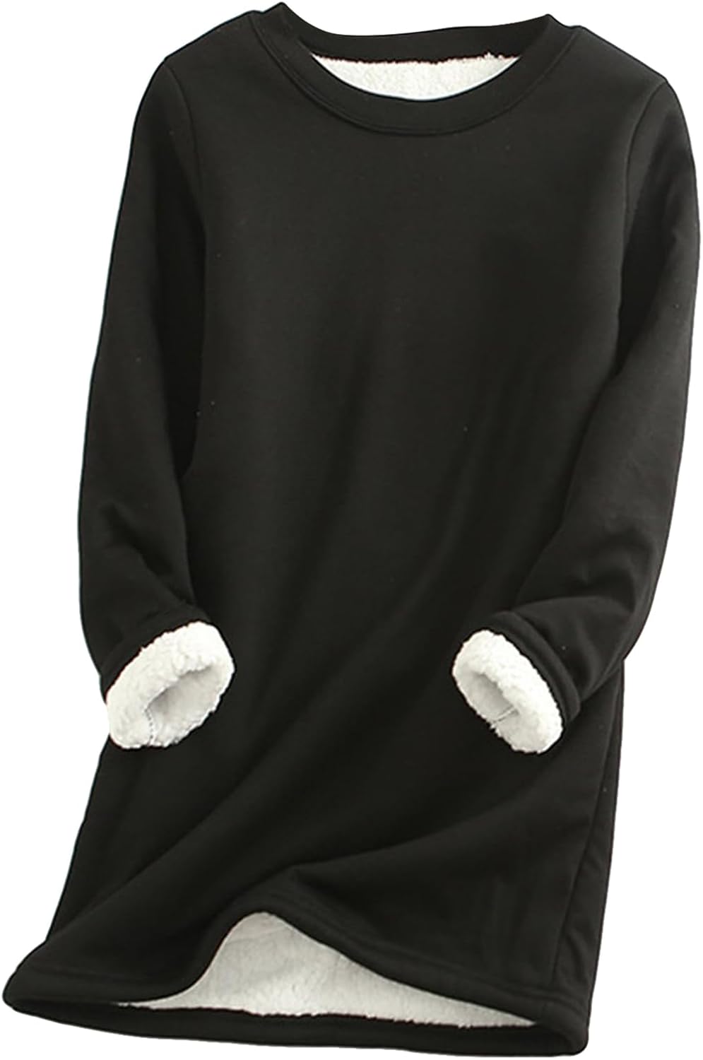 EFOFEI Womens Winter Soft Sherpa Fleece Lined Pullover Crewneck Solid Color Sweatshirt