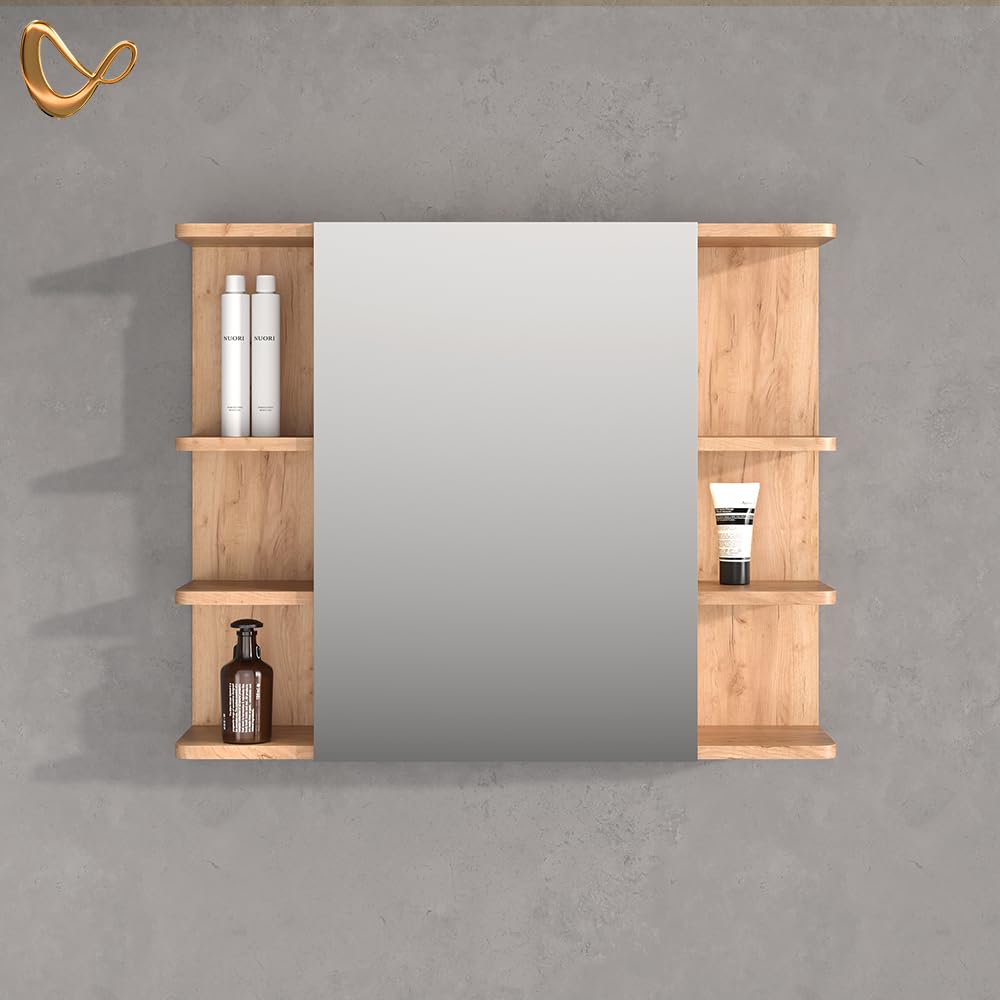 Livinity Specchio contenitore bagno Fucino, Rovere, 79.6 x 64 cm