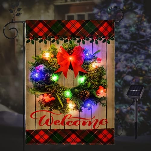 Drapeau de jardin de Noël extérieur étanche avec LED