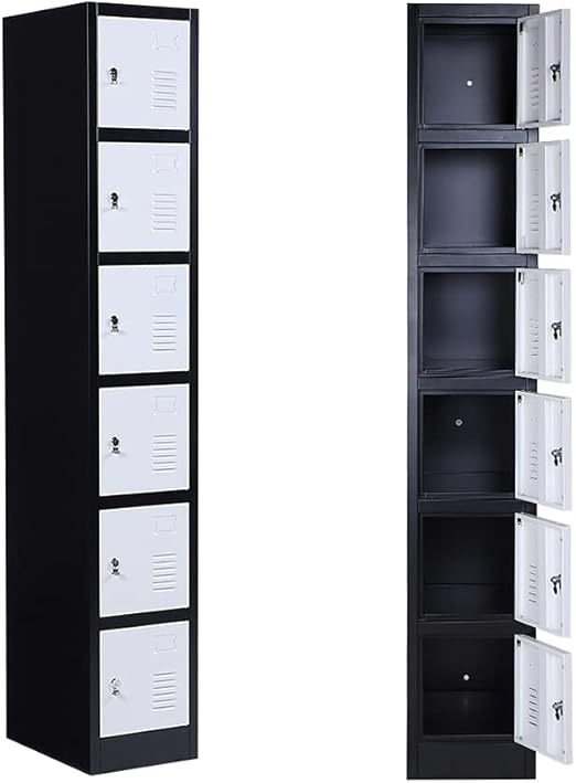 Metal 6 Door Tall Employee Storage Locker With Combination Lock - Office Storage Cabinet for Home, Gym, School