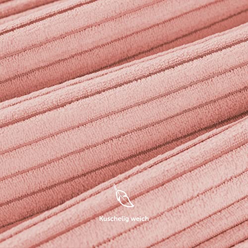 Blumtal 2er Set Kissenbezug 40x40 cm Kord - Zierkissenbezug, Kissenhülle mit verstecktem Reißverschluss, als Sofakissen, Couchkissen oder Dekokissen, Misty Rose - Rosa - Image 5