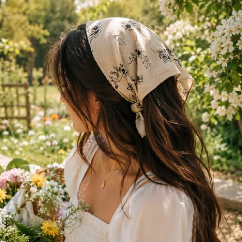 Image of DRESHOW Floral Crochet Hair Bandana Tie Knotted Headscarf Vintage Headband Knitted Head Kerchief for Women Girls