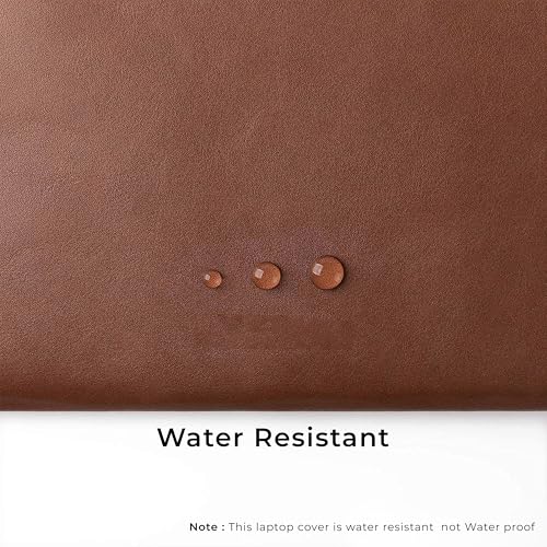 Image of CONTACTS Slim Protective Laptop Sleeve 13-13.3 Inch Compatible with 13 Inch MacBook Pro & MacBook Air, Faux Leather Bag Water-Resistant Cover Notebook Computer Case for Mac - Tan-New