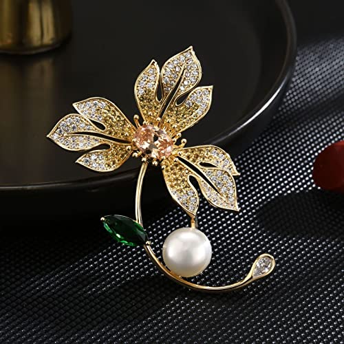 Broche flor de zirconia cúbica para evitar aberturas en vestidos y escotes 5