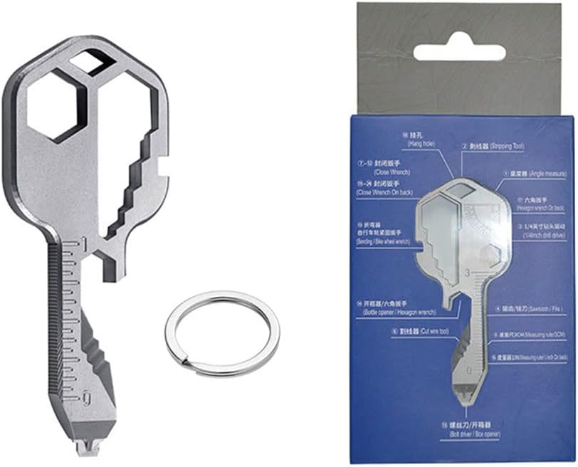 1pc 24 in 1 Multi-Tool Key Stainless Steel Portable Tool Keychain Mini Multi-Tool Key for Men Husband Dads Employee(D35-1), Multi,silver