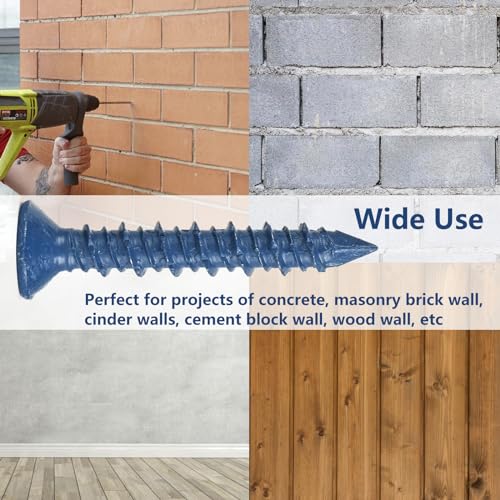 Allkeen PNCS316114BLU30P-USA 3/16 Inch X 1-1/4 Inch Concrete Screws, Anchoring To Masonry, Brick, Block, Cement Or Stucco thumb #5