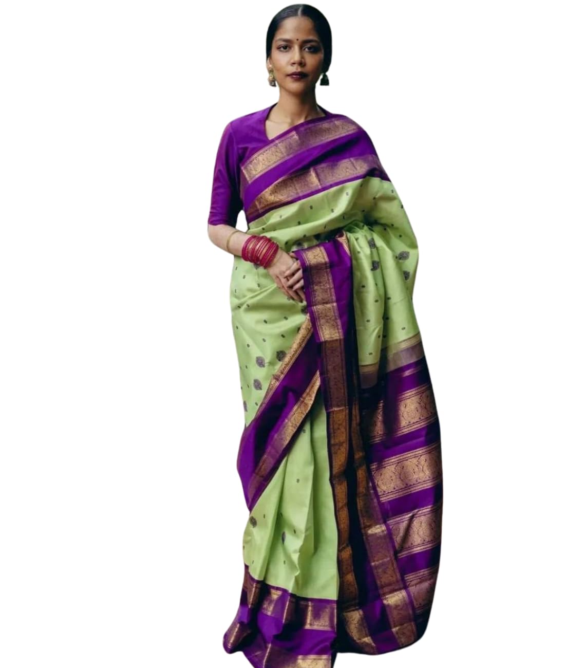 zwab Women's Art Silk Saree Soft Banarasi Style Kanjivaram Sari With Attached Blouse Piece-picture-47