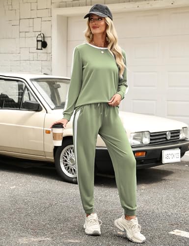 Image of Marvmys Women Long Sleeve Tracksuits Fashion 2 Piece Lounge Set Travel Outfits Jogger Set