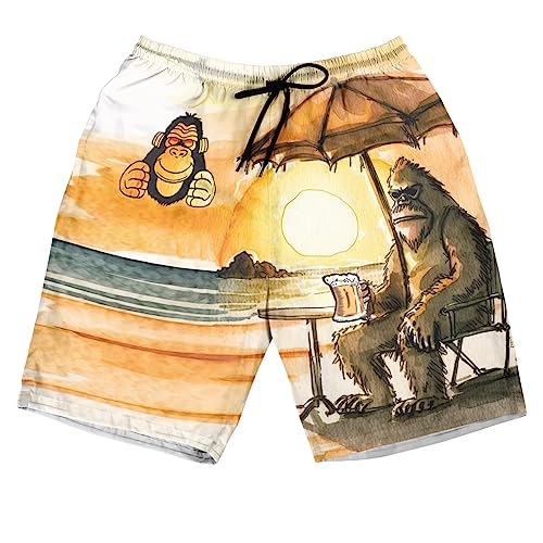 Bigfoot Men's Swim Trunks - Sasquatch Hawaiian Shorts for Men, Men's Summer Bathing Shorts Set 37