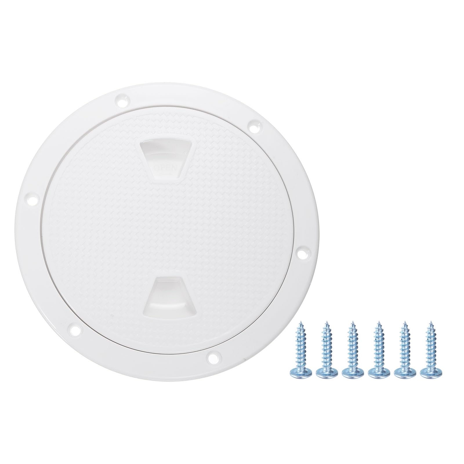 QUARKZMAN Boat Hatch, 6" Round Non Slip Plate Inspection Deck Access Hatch & Lid, Detachable Cover with Screws for Marine Boat Yacht Ships, Bianco