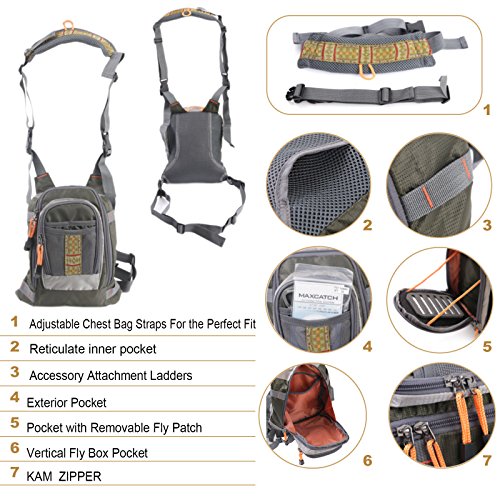 Maxcatch Chaleco de Pesca con Mosca Fly Fishing para Hombre y Mujer Ajustable Al Aire Libre (Chaleco/Mochila de Pecho/Mochila) miniatura 3
