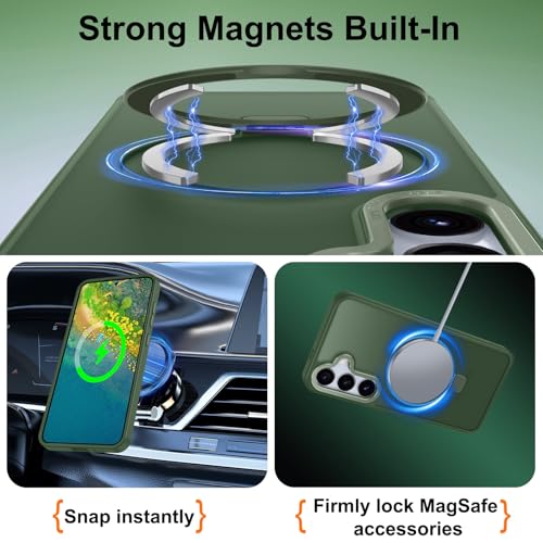STERKER Designed for Samsung Galaxy S25 Case Magnetic Ring Stand [Military Grade Drop Protection][Compatible with Magnetic] Translucent Slim S25, Green by STERKER - Used condition - Image 2