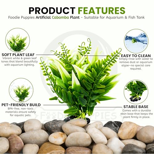 Image of Foodie Puppies Aquarium Plastic Plants with Resin Base Decor - (Cabomba Plant, Medium, 3 x 3 x 14 cm) for Fish Tank Ornament Accessories, Household & Office Natural Looking Artificial Plant