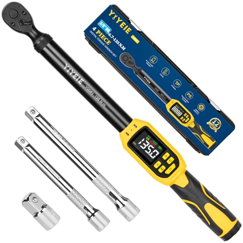 YIYEIE Digital Torque Wrench 3/8' Drive | 5-99.5 ft-lb | ±1% Accuracy | Smart...