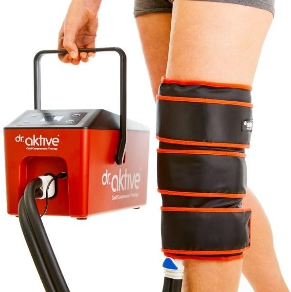 Cryo Pro 360 Knee Wrap (with Cryo Pro Unit) - Black, Red - Silicone - Cold Compression Therapy Device - Knee Wrap - Contoured Style