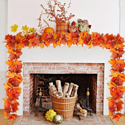 Guirlande de feuilles d'automne artificielle de décoration extérieure mur