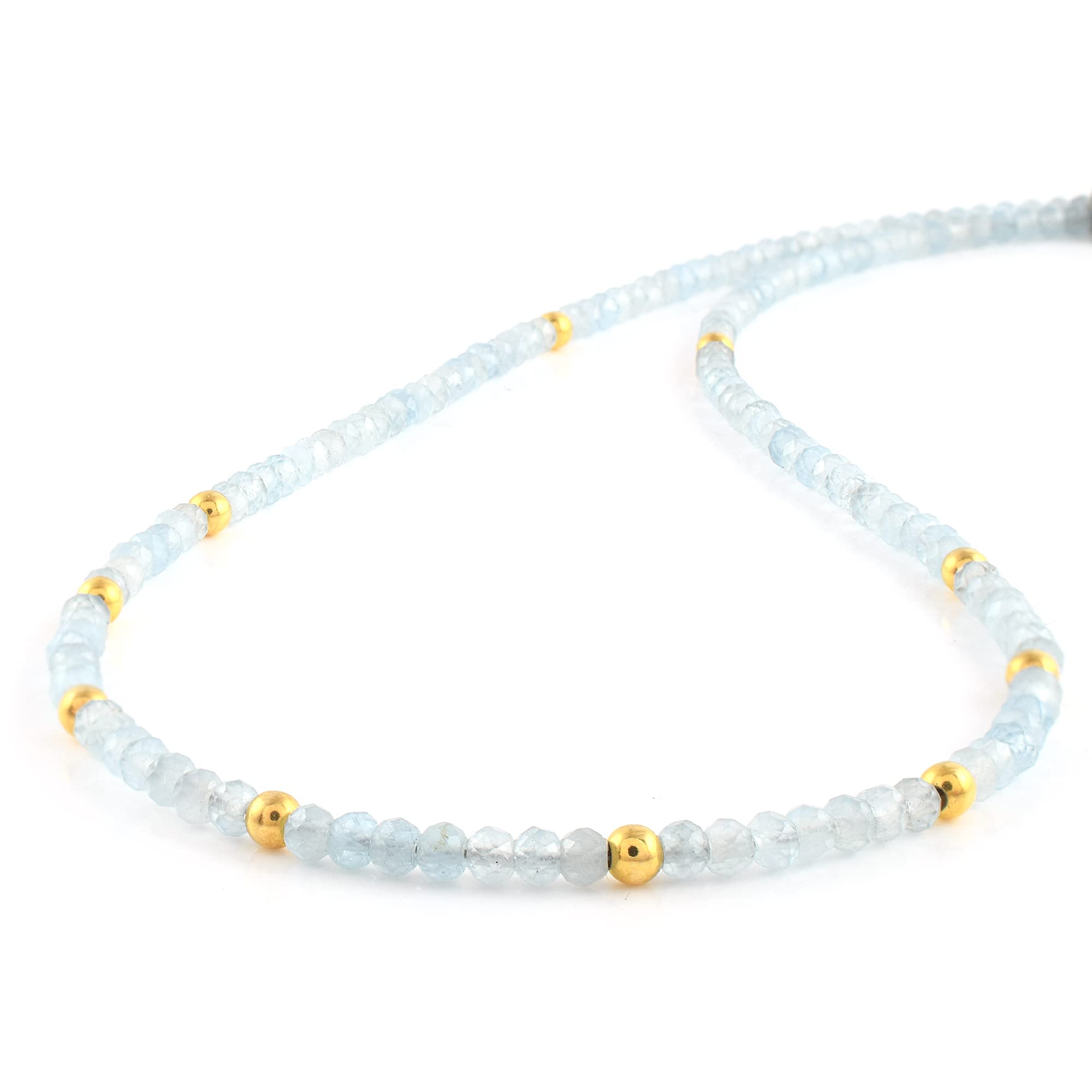 Collar de aguamarina para mujer, joyería de cuentas de aguamarina, cadena de cuentas redondas facetadas de 18 pulgadas para collar unisex para el día de la madre, 3, Gema Plata
