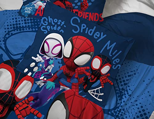 Image of Marvel Spidey and Friends Full Size Comforter Set 7 Piece Bedding, Blue