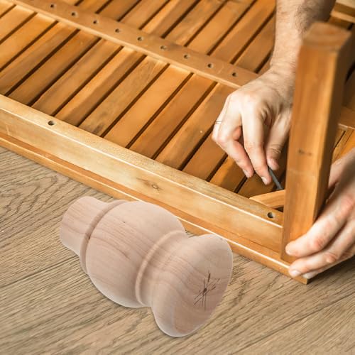 Patas de madera redondas beige para muebles de escritorio y sofá 8