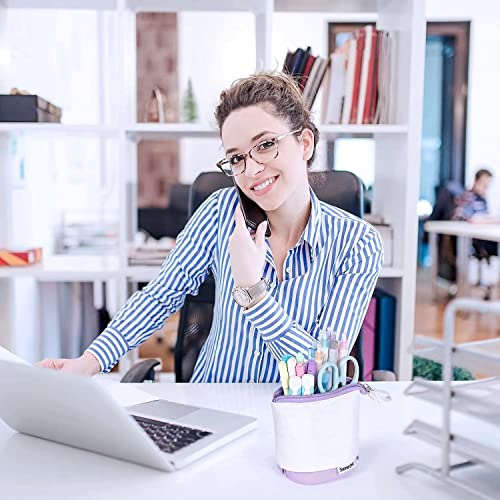 Sumerfnt Pencil Case For Girls Telescopic Pen Holder For Desk Standing Stationery Organizer Cosmetic Pouch Makeup Bag For Women Purple #TOP1