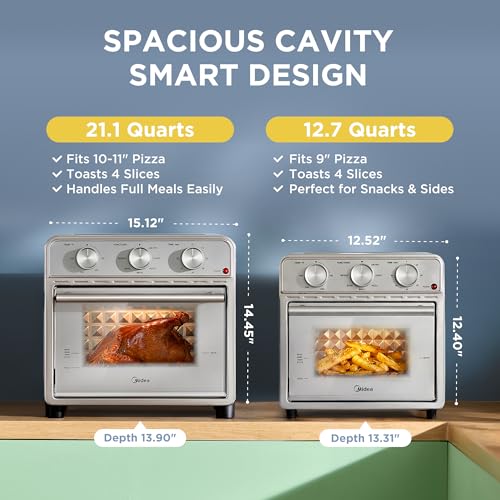 Image of Midea Neo Air Fryer Toaster Oven Combo, 21.1 Quarts, Stainless Steel