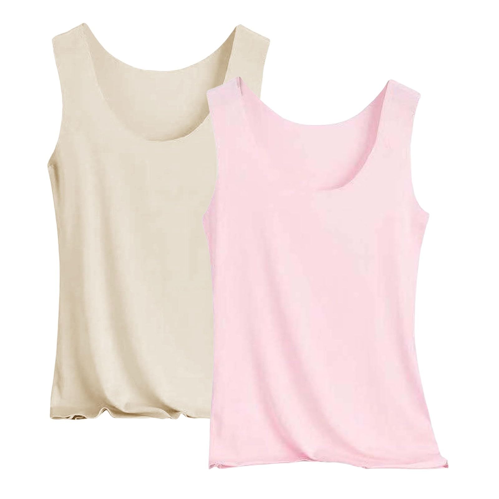 Tank Tops Womens Scoop Neck Sleeveless Shirts for Women Layering Camisoles Undershirts 2 Pack