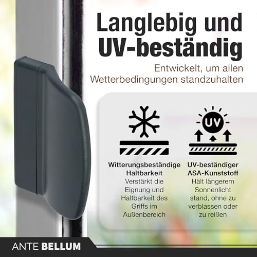 Ante bellum Balkontürgriff - Vielseitiger Türgriff für Balkon-, Terrassen- und Fliegengittertüren, Terrassentür Griff incl. Schrauben, einfache Montage ohne Bohren (Anthrazit)