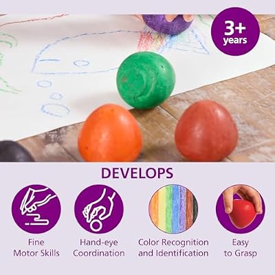 Colorations Chubby Non-Toxic Crayons for Toddlers, Palm Grip Eggs, Set of 8 Colors, Shape is Easy for Young Children Grip, Hold & Draw, Classroom Must Haves