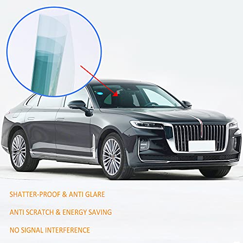 Image of SW 80% VLT Nano Ceramic Car Front Window Film 99% Anti UV Heat Insulation Sun Blocking Solar Window Tint for Car Windshield Rear Side Window, Light Blue, 20Inch X 10Feet, Peel and Stick