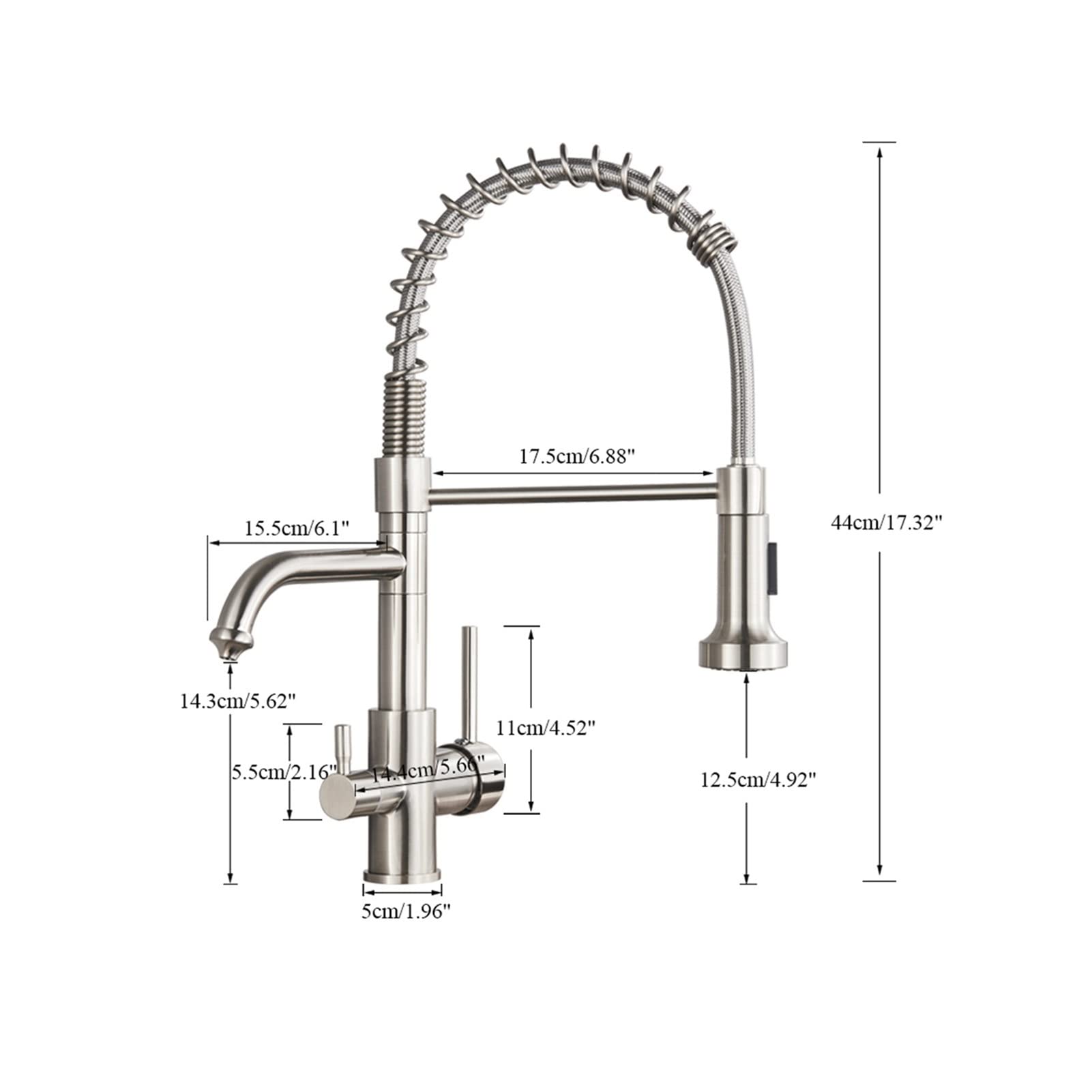 Grifo de cocina, rotación de 360 ​​grados, grifo de cocina de agua filtrada potable, grifo de caño giratorio doble, grifo de fregadero de cocina de níquel cepillado/cromo Comfortable anniversary