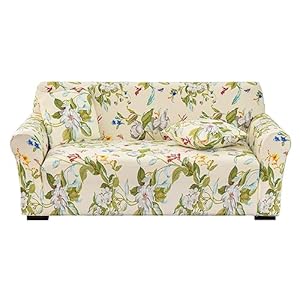 Stretch Couch Cover Printed Sofa Cover Sofa Protector for Loveseat Elastic Sofa Slipcover with 1 Pillowcase Spring Loveseat