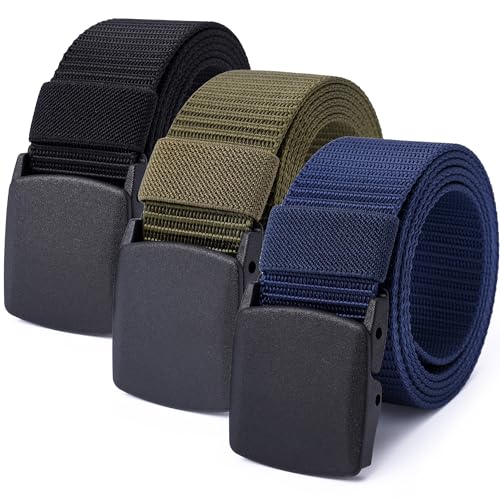 Mile High Life Nylon Web Belt Outdoor Military Belt With TSA Safe Plastic Buckle Belt Black-olive-navy