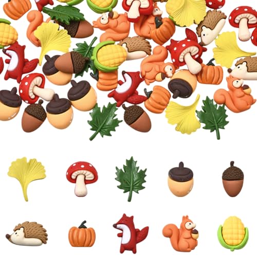 Dijes de resina de Acción de Gracias y cabujones de calabaza para hacer joyas de otoño