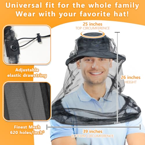 image for gumkeg Mosquito Head Net for Insects, 2 Pack, Premium Bug Net for Head