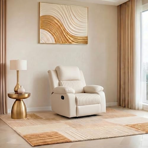 Image of Seventh Heaven Miami 1 Seater Recliner | Single Sofa Chair for Living Room Comfort | Ergonomic Design (Leatherette - Beige)