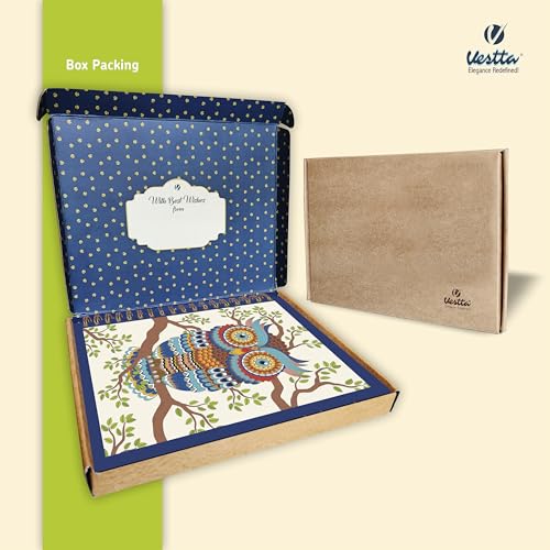 Image of VESTTA -ELEGANCE REDEFINED, B5, Hard Bound Notebook Diary, 7(L) X 9.75 (H) Inches, Gold Wiro Binding, Undated, 90 GSM paper, 192 Ruled Pages (Madhubani Folk Art Series 3)