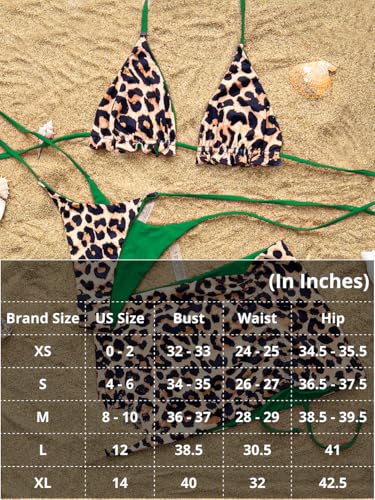 Image of ShawGobow Womens 3 Piece Leopard Bikini Set,Triangle String High Cut Thong Sexy Swimsuit & Coverup Skirt,Pool Party Outfit